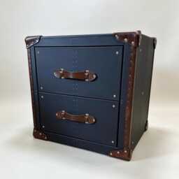 Solid Hard Wood Leather Luxury Nightstands - English Handmade Matching His & Hers Drawers - thumbnail 1