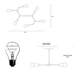 Ivar Modern Mid Century Industrial Large 6 Light Ceiling Chandelier - thumbnail 4