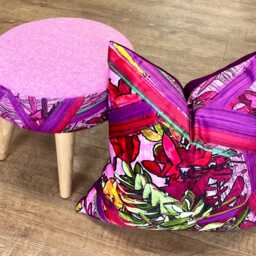 Geo Flower Velvet & Purple Harris Tweed Cushion 20 - thumbnail 4