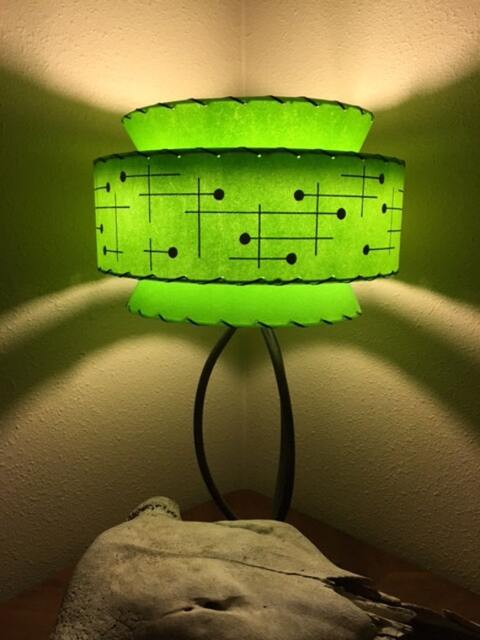 Mid Century Vintage Style Tapered 3 Tier Fiberglass Lamp Shade Atomic Mint - image 1