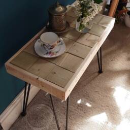 Handcrafted Wooden Coffee Table Rustic Reclaimed Timber With Hairpin Legs - thumbnail 2