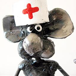 Medical Nurse Mouse Recycled Steel Sculpture - thumbnail 4