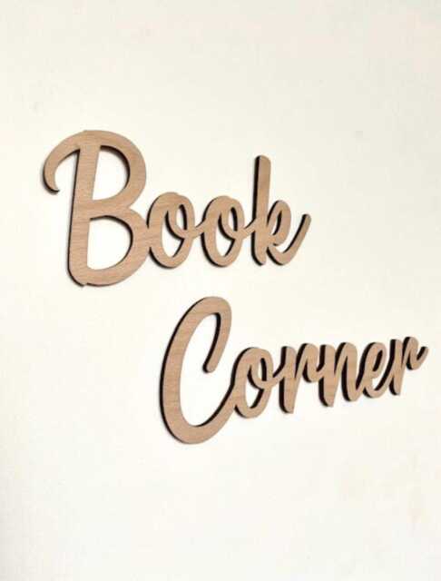 Book Corner - Reading Quotes Children's Bedroom Playroom Wall Art Accessory Wooden Nursery Decor Scandi Boho Decoration - image 1