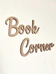 Book Corner - Reading Quotes Children's Bedroom Playroom Wall Art Accessory Wooden Nursery Decor Scandi Boho Decoration - thumbnail 1