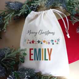 Personalised Christmas Tree Decoraction, Custom Xmas Gift Bag, Kids Name Santa Sacks, Festive Family Wall Hanger - thumbnail 3