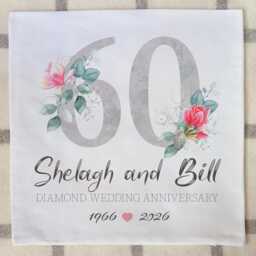 60Th Anniversary Cushion Diamond Wedding Anniversary Gift Parents Grandparents Couple 60 Years Keepsake Pillow Mum Dad Nana Grandad Nan Wife - thumbnail 3