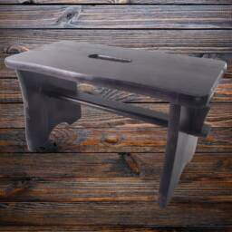 Black Small Wooden Stool - Kids Shoe Changing Seat Foot Step Rest Chair Rustic Plant Side Table Solid Thick Pine Other Colours Available - thumbnail 2