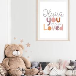 You Are Loved Print, Personalised Name Girls Nursery Wall Art, Bedroom Prints, Decor, Decor - thumbnail 3