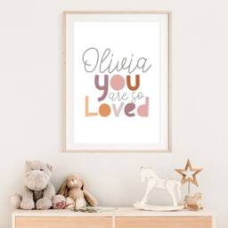 You Are Loved Print, Personalised Name Girls Nursery Wall Art, Bedroom Prints, Decor, Decor - thumbnail 2