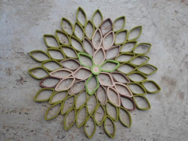Mid Century Dahlia Wall Art Green Ombr?? Paper Flower Hanging - image 1