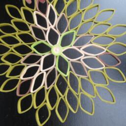 Mid Century Dahlia Wall Art Green Ombr?? Paper Flower Hanging - thumbnail 2