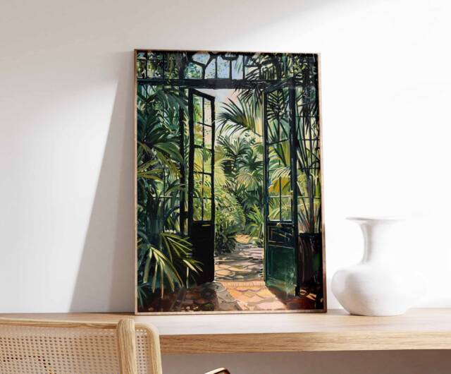 Vintage Botanical Garden Print, Henri Rousseau Style, Tropical Wall Art