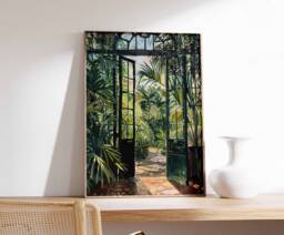 Vintage Botanical Garden Print, Henri Rousseau Style, Tropical Wall Art - thumbnail 1