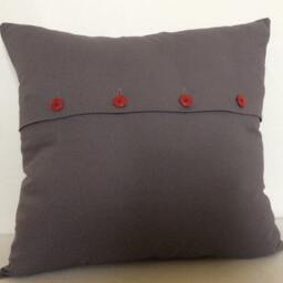 Appliqued Elephant Pillow Cover Red Cotton Nursery Cushion - 16x16 - thumbnail 2
