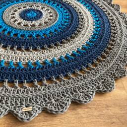 Handmade Crochet Cotton Rug Boho Scandinavian Style - thumbnail 3