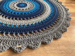 Handmade Crochet Cotton Rug Boho Scandinavian Style - thumbnail 1