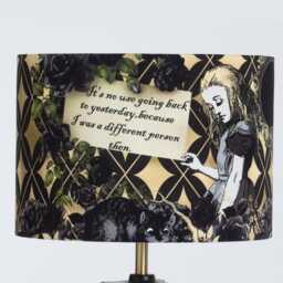 Lampshade Alice in Wonderland Black & Gold Velvet - Drum Lamp Shade 25cm 30cm 35cm 40cm 45cm Table Lamp Shade, Ceiling Shade, Pendant