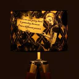 Lampshade Alice in Wonderland Black & Gold Velvet - Drum Lamp Shade 25cm 30cm 35cm 40cm 45cm Table Lamp Shade, Ceiling Shade, Pendant - thumbnail 3