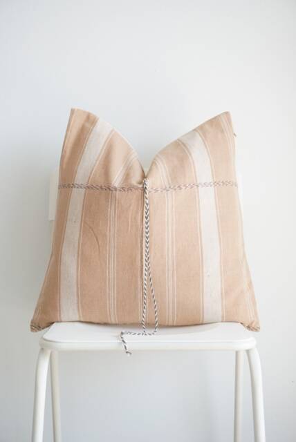 Handmade Hemp Pillow Cover Vintage Karen Tribal Design - 20x20 - image 1