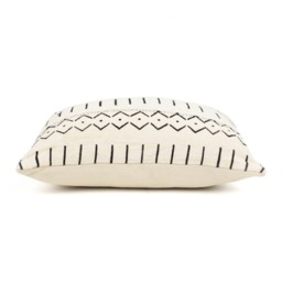 White Mud Cloth Lumbar Pillow Cover, African Print, Cotton Twill Backing - thumbnail 2