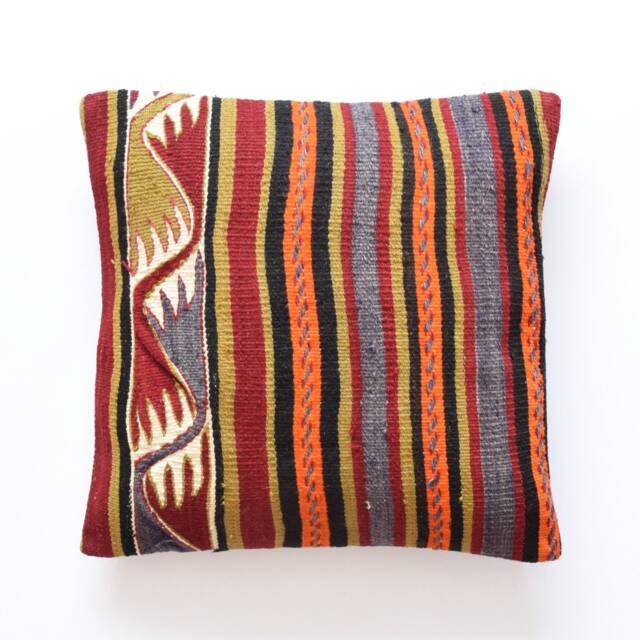 Moroccan Pillow Striped Turkish Boho Kilim Pillows Cover 45x45 Navajo - image 1