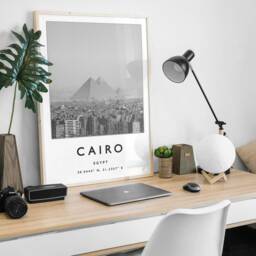 Cairo Travel Poster Black & White Egypt Art Print - thumbnail 2