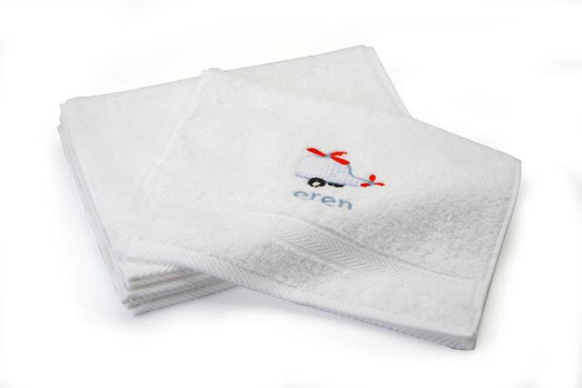 Personalized Kids Towel Embroidered Helicopter, Turkish Cotton - image 1