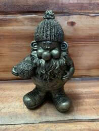 Stone Garden Gold Bronzed Gnome Footballer Football Player Statue Wilf Ornament
