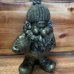 Stone Garden Gold Bronzed Gnome Footballer Football Player Statue Wilf Ornament - thumbnail 4