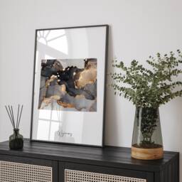 Wyoming Map Black & Gold Wall Art Print Us State - Usa United States Of America - thumbnail 1