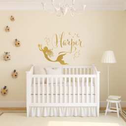Personalized Mermaid Wall Decal Girls Nursery Decor Ww116 - thumbnail 1