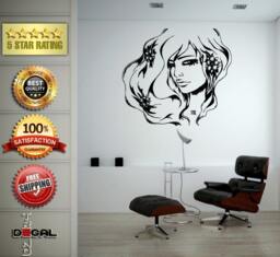 Hair Salon Beauty Shop Girl Lips Head Flowers Wall Window Car Diy Sticker Decal Vinyl Silhouette Clip Art Vector Decor Free Shipping L1853 - thumbnail 1