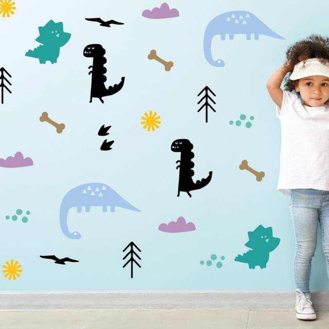 Dinosaur Wall Stickers - Fun & Bright Decals, Kids Art, Nursery Stickers, Decor, Bedroom Design - image 1