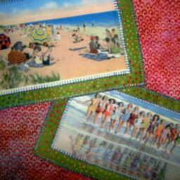 Vintage Beach Postcards Pillow Cover - thumbnail 2