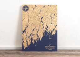 Midcoast, Maine Map - Engraved Wood Coastal Chart Wall Art Sign, Beach House Home Decor Nautical Life Print, Unique Personalized Family Gift