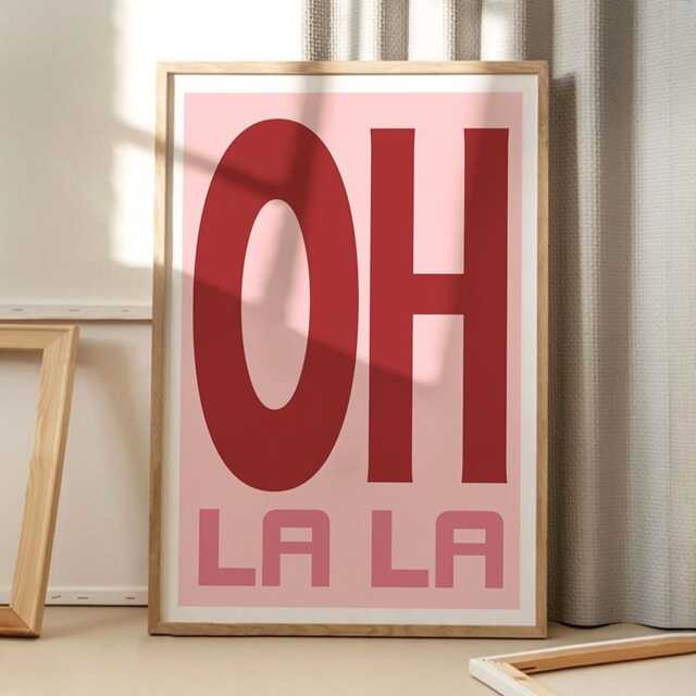 Oh La Quote Art Canvas Poster, Trendy Wall Art, Typography Aesthetic Decor, Retro Home Printed Gift - image 1