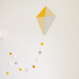 Kite Nursery Wall Hanging/Felt Ball Garland/ Boho Decoration Scandi Style Decor - thumbnail 2