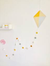 Kite Nursery Wall Hanging/Felt Ball Garland/ Boho Decoration Scandi Style Decor