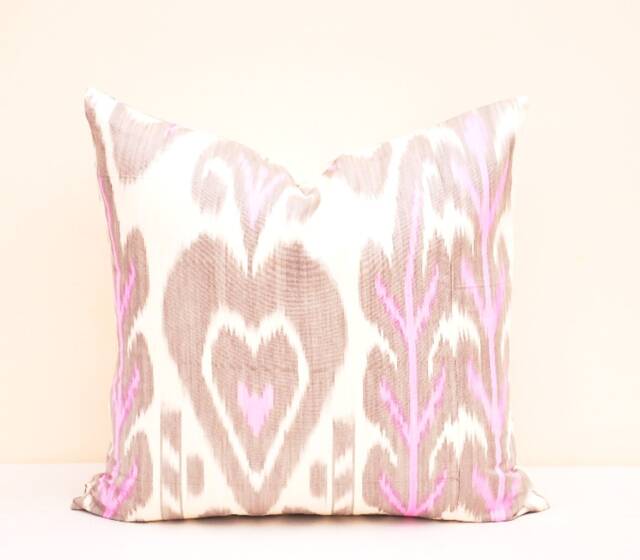 Thistle Cotton Ikat Pillow Cover, Handloom Accent Cushion - 20x20 Inches - image 1