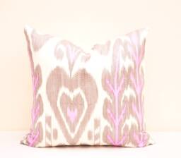 Thistle Cotton Ikat Pillow Cover, Handloom Accent Cushion - 20x20 Inches - thumbnail 1