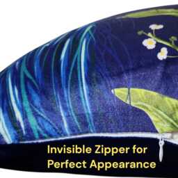 Peacock Velvet Cushion Cover Navy Blue & Turquoise Bird Print - thumbnail 4