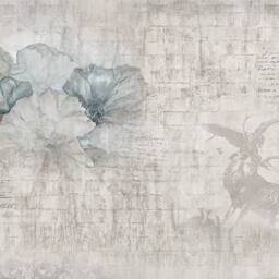 3D Lotus Elk Mural Wallpaper, Grey Wall Decor - Peel & Stick - thumbnail 3