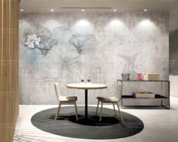 3D Lotus Elk Mural Wallpaper, Grey Wall Decor - Peel & Stick - thumbnail 1
