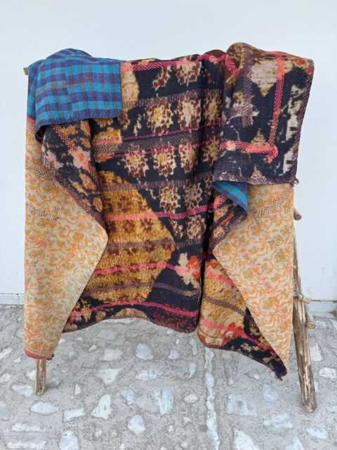 Handmade Persian Kantha Quilt Vintage Cotton Bedspread Reversible Throw Blanket Traditional Ethnic Design - image 1