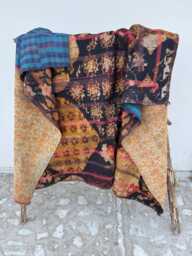 Handmade Persian Kantha Quilt Vintage Cotton Bedspread Reversible Throw Blanket Traditional Ethnic Design - thumbnail 1