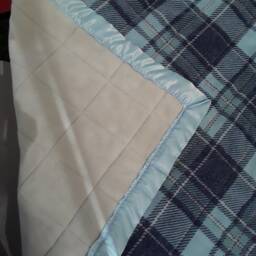 Blue/Gray Plaid Plush Fleece Baby Blanket - thumbnail 2