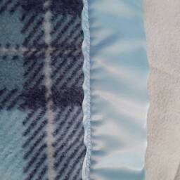 Blue/Gray Plaid Plush Fleece Baby Blanket - thumbnail 3