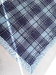 Blue/Gray Plaid Plush Fleece Baby Blanket - thumbnail 1