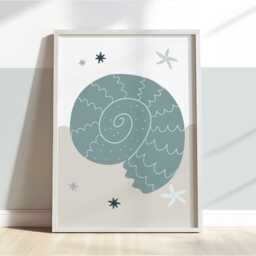 Set Of 6 Personalised Gallery Wall Print in Blue, Boy Bedroom Decor, Alphabet & Numbers, Ocean Nursery Print, Sea Decor - thumbnail 3