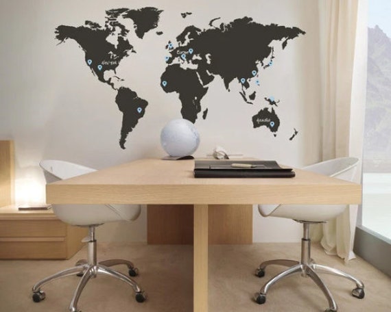 Large World Map Vinyl Wall Decal Travel Decor - 210cm X 120cm - image 1